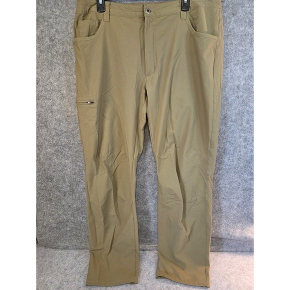Patagonia Happy Hike Men's‎ 38x31 Athletic Hiking Pants Tan Stretch Logo Pockets - Picture 1 of 14